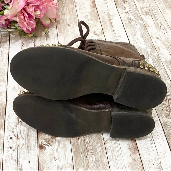 Steve Madden Tarnney Brown Gold Leather Stud Boots - Picture 11 of 16